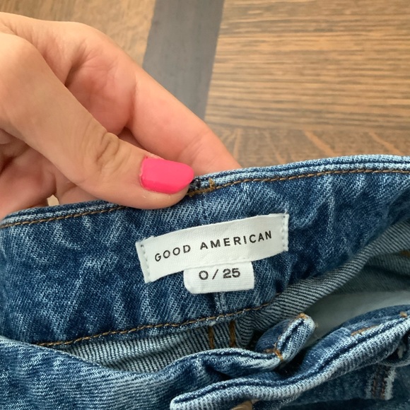 GOOD AMERICAN Good Classic Jeans High Rise Waisted Skinny Frayed Hem Size 28 - Picture 9 of 16